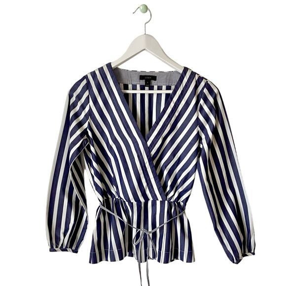 J.Crew Tops - J. Crew Blue And White Striped Blouse Size 0